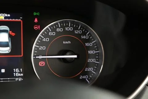 Operation warning lights and speedometer in the dashboard Stock Photos
