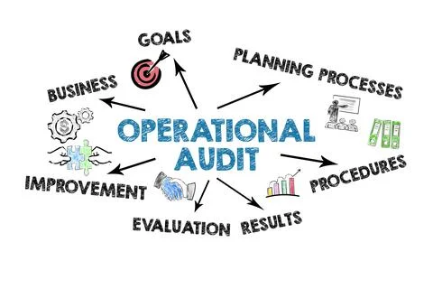 Operational Audit concept. Illustrated chart with key words and icons 스톡 일러스트