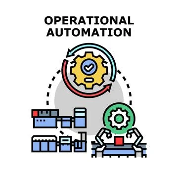 Operational automation concept with robotic arm Stock Illustration