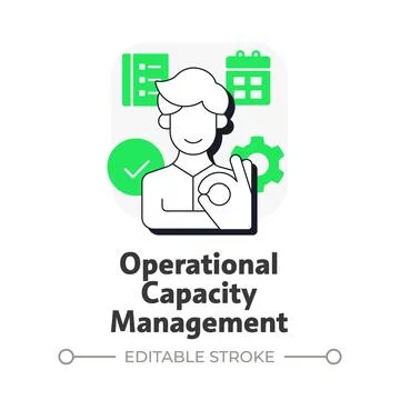 Operational capacity management flat outline concept icon Illustrazione stock