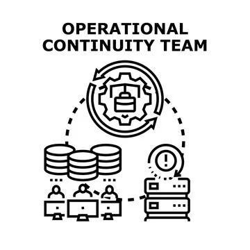 Operational continuity team managing business disaster recovery plan Illustrazione stock