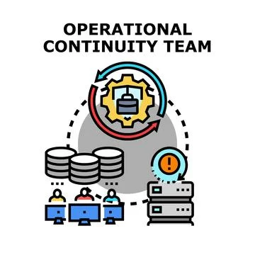 Operational continuity team managing business disaster recovery plan Stock Illustration
