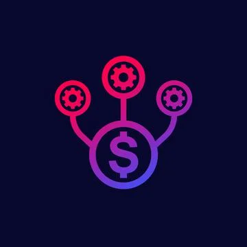 Operational costs optimization icon on dark vector Stock Illustration