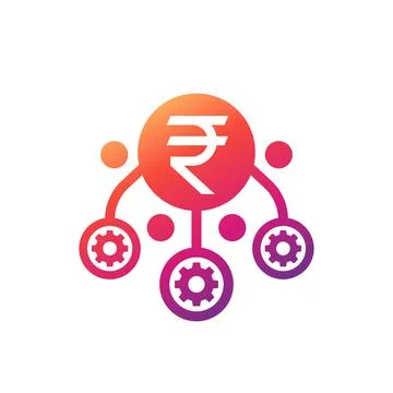 Operational costs optimization icon with a rupee Stock Illustration