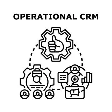 Operational crm concept managing customer relationships effectively Stock Illustration