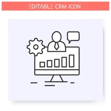 Operational CRM line icon. Editable illustration Stock Illustration