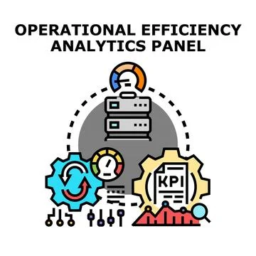 Operational efficiency analytics panel icon visualizing data management Stock Illustration