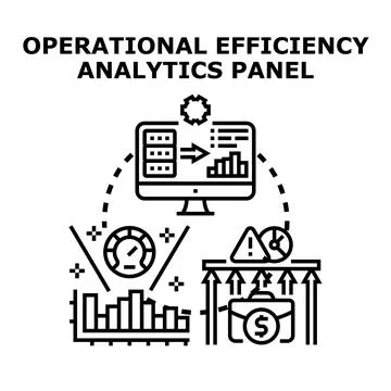 Operational efficiency analytics panel improving business performance Stock Illustration