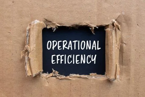 Operational efficiency message written on ripped cardboard paper with black b Stock Photos