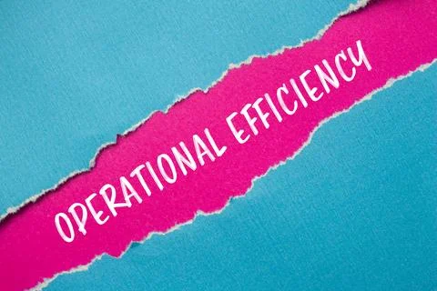 Operational efficiency message written on ripped blue paper with pink backgro Stock Photos