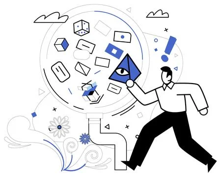 Operational efficiency. Operative control is captain steering ship business.. Stock Illustration