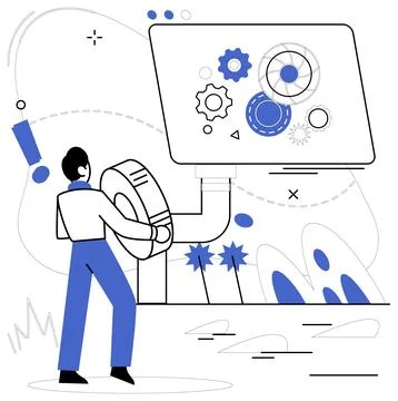 Operational efficiency. Productive optimization is key unlocking doors to c.. Illustrazione stock