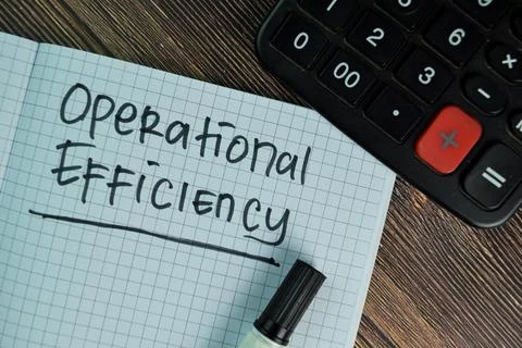 Operational Efficiency write on a book isolated on Wooden Table. Stock Photos