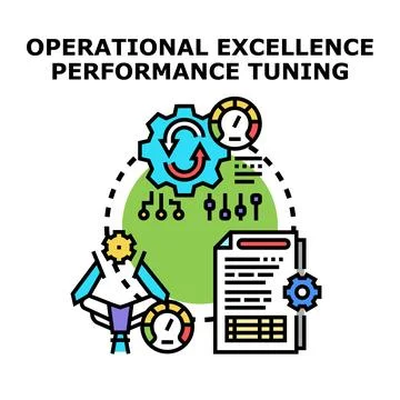 Operational excellence performance tuning optimizing business processes Stock Illustration