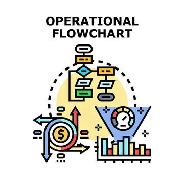 Operational flowchart with financial process and data analysis Stock Illustration