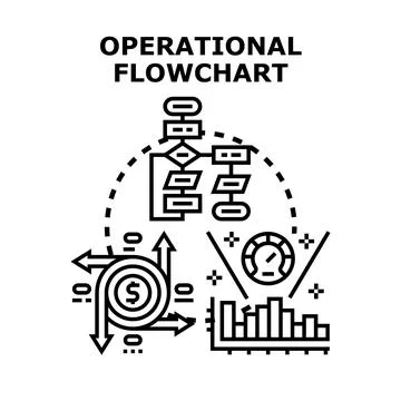 Operational flowchart with financial process and data analysis Stock Illustration
