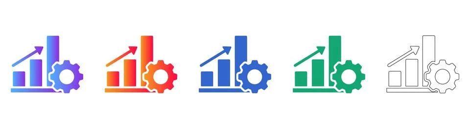 Operational Growth and Optimization Icons 库存插图