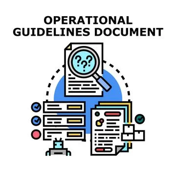 Operational guidelines document researching business strategy planning proc.. Illustrazione stock