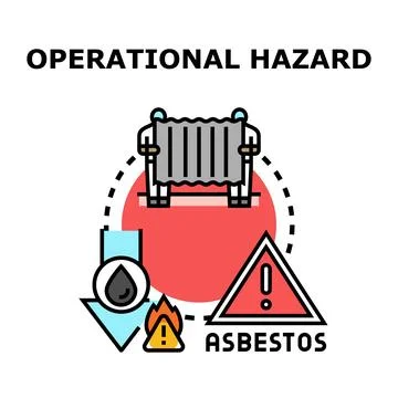 Operational hazard concept with asbestos warning and environmental risk Illustrazione stock