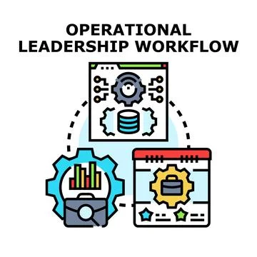Operational leadership workflow strategy and business process Illustrazione stock