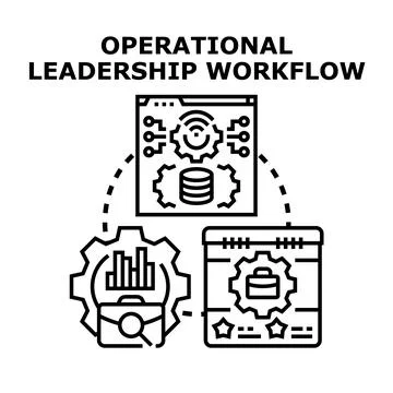Operational leadership workflow strategy and business process Stock Illustration