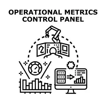 Operational metrics control panel visualizing data analysis Illustrazione stock