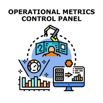 Operational metrics control panel visualizing data analysis Stock Illustration
