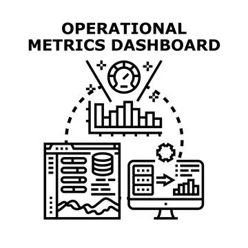 Operational metrics dashboard analyzing business data performance Stock Illustration