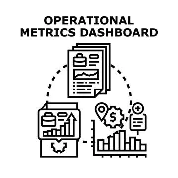 Operational metrics dashboard data analysis management Stock Illustration