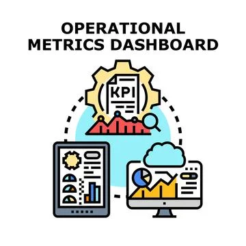 Operational metrics dashboard for data analysis and kpi monitoring Stockillustratie