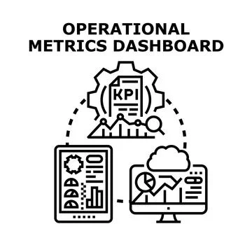 Operational metrics dashboard for data analysis and kpi monitoring Stock Illustration