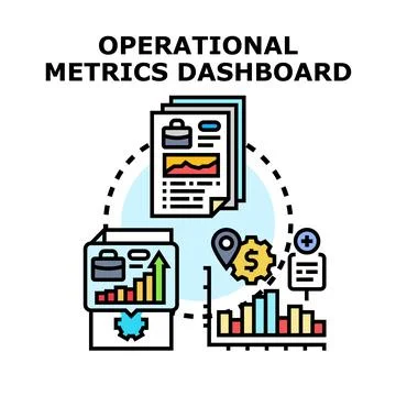 Operational metrics dashboard data analysis management Stock Illustration
