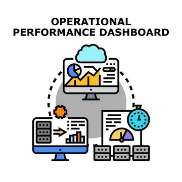 Operational performance dashboard analyzing business data metrics Stock Illustration