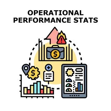 Operational performance stats analyzing business efficiency process Stock Illustration