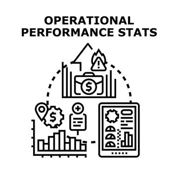 Operational performance stats analyzing business efficiency process Stock Illustration