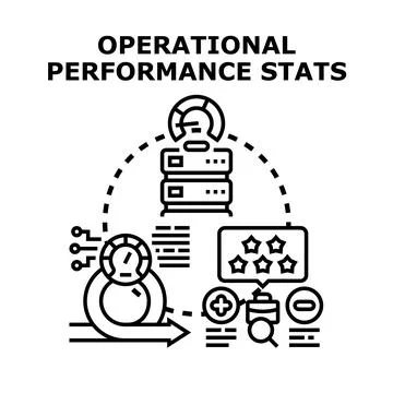 Operational performance stats management analyzing business data Illustrazione stock