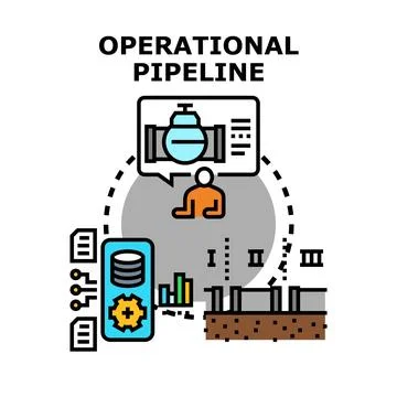 Operational pipeline process management and data analysis Stock Illustration