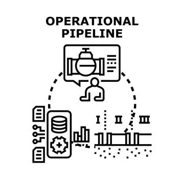 Operational pipeline process management and data analysis Stock Illustration