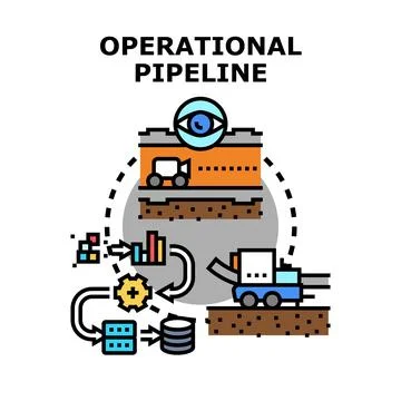Operational pipeline process managing data workflow Stockillustratie