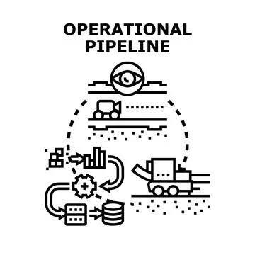 Operational pipeline process managing data workflow Stock Illustration