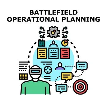 Operational planning process in virtual reality for strategy Stock Illustration