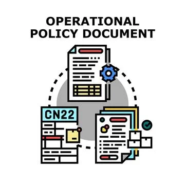 Operational policy document controlling business process workflow system Stock Illustration