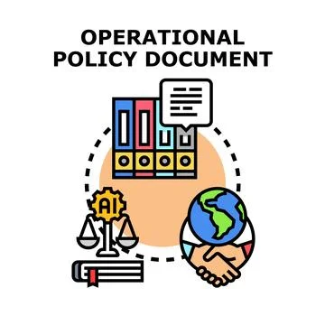 Operational policy document for global business and ai ethics Stock Illustration