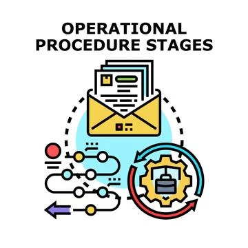 Operational procedure stages process workflow icon Stock Illustration