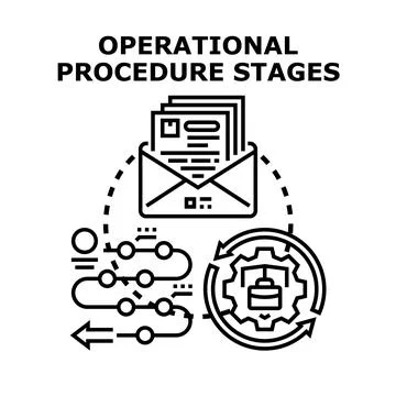 Operational procedure stages process workflow icon Stock Illustration