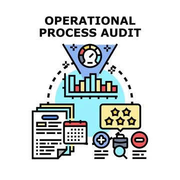 Operational process audit analyzing business workflow improvement イラスト素材