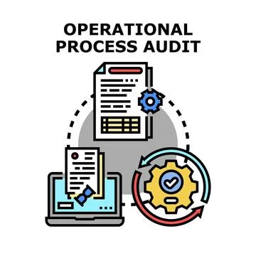 Operational process audit concept with documents and gears Ilustración de archivo