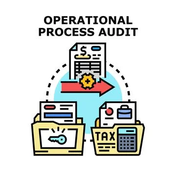 Operational process audit evaluating business documents for optimization Stock Illustration