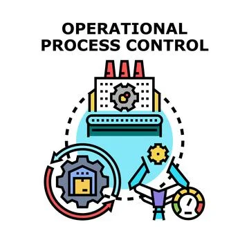 Operational process control managing manufacturing and workflow optimization Stock Illustration