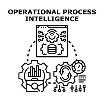 Operational process intelligence analyzing business data automation Stock Illustration